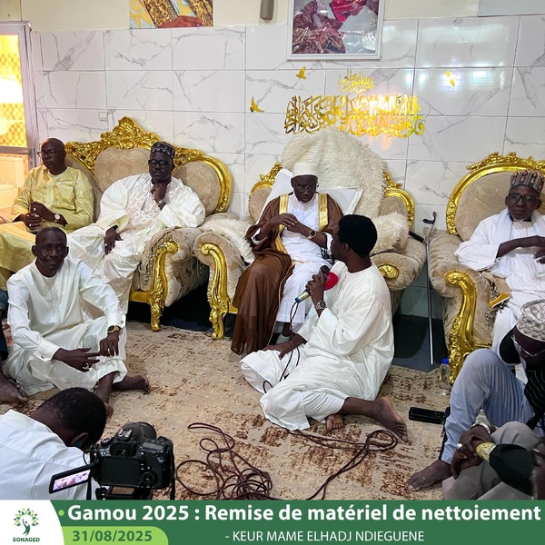 Préparatifs du Gamou 2025 : la SONAGED S.A. soutient les cités religieuses avec du matériel de nettoiement Préparatifs du Gamou 2025 : la SONAGED S.A. soutient les cités religieuses avec du matériel de nettoiement
