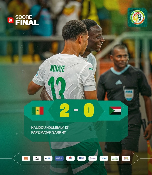 Éliminatoires Mondial 2026 : Le Sénégal bat le Soudan 2-0 grâce à Koulibaly et Pape Matar Sarr Éliminatoires Mondial 2026 : Le Sénégal bat le Soudan 2-0 grâce à Koulibaly et Pape Matar Sarr