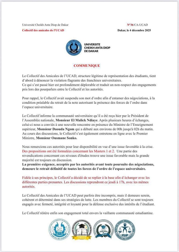 Le Premier Ministre, Ousmane Sonko, a échangé en ligne avec le Collectif des Amicales de l’UCAD en visioconférence Le Premier Ministre, Ousmane Sonko, a échangé en ligne avec le Collectif des Amicales de l’UCAD en visioconférence