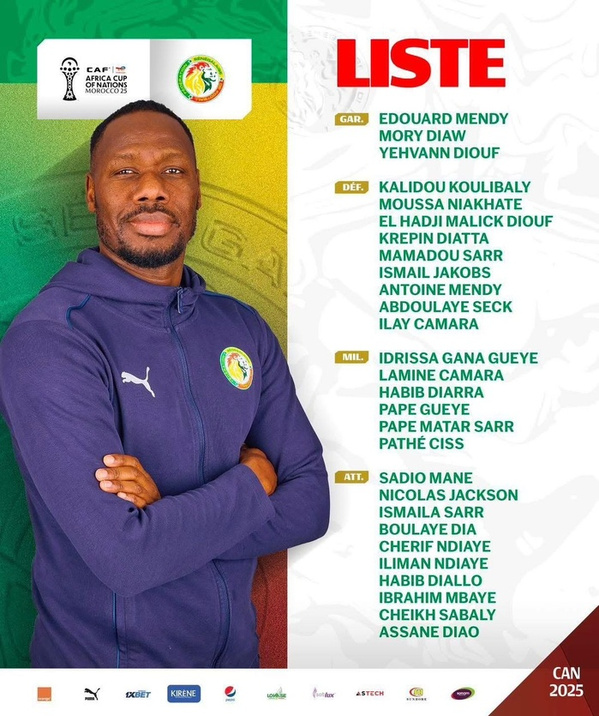 En route pour la CAN 2025 : voici les 28 Lions appelés par Pape Thiaw En route pour la CAN 2025 : voici les 28 Lions appelés par Pape Thiaw