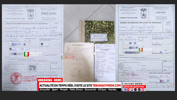 Fraude à l’état civil à Marsassoum : la Police démantèle un réseau impliquant des agents municipaux