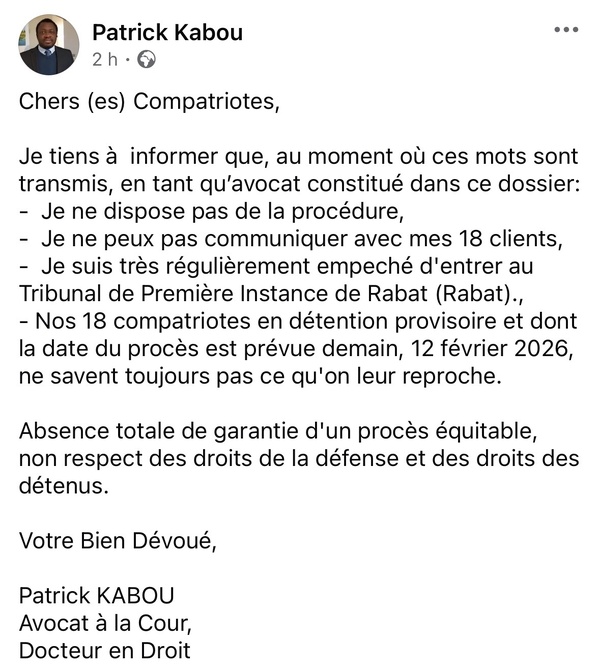 Détention de 18 Sénégalais au Maroc: Me Patrick Kabou dénonce des entraves « manifestes » à la défense