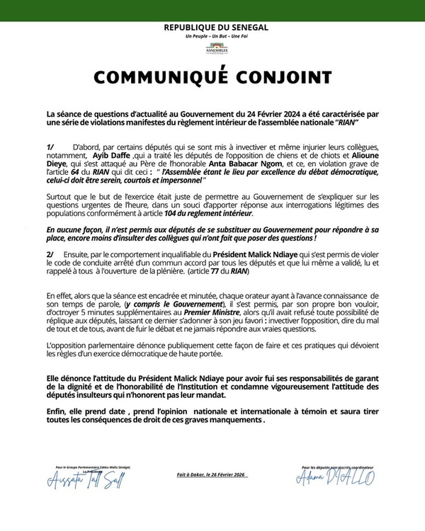 Assemblée nationale: l'opposition dénonce une dérive démocratique après la séance de questions au gouvernement Assemblée nationale: l'opposition dénonce une dérive démocratique après la séance de questions au gouvernement