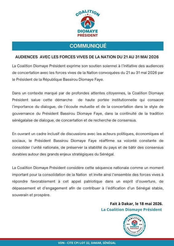 Dialogue national : La Coalition Diomaye Président fait bloc derrière l'appel au consensus du Chef de l'État