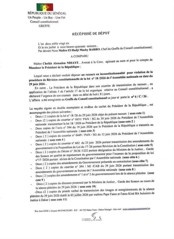 Révision de la Constitution: Bassirou Diomaye Faye saisit le Conseil constitutionnel