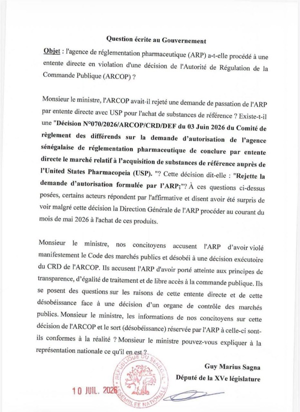 Guy Marius Sagna interpelle le gouvernement sur l’ARP, les difficultés administratives et les logements SICAP Lac Rose