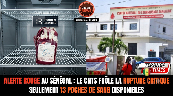 Alerte rouge au Sénégal : Le Centre national de transfusion sanguine (CNTS) frôle la rupture de stock critique avec seulement 13 poches disponibles