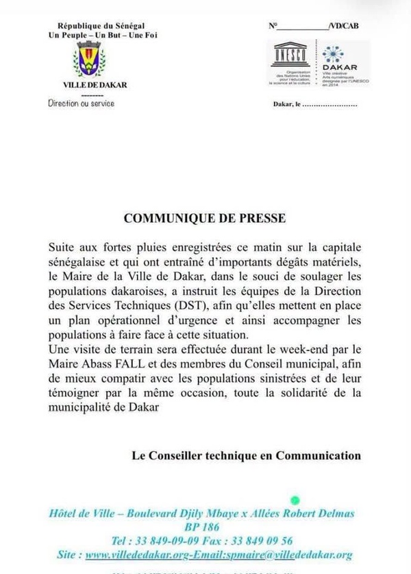 Fortes pluies à Dakar : Abass Fall déclenche un plan d’urgence pour venir en aide aux populations