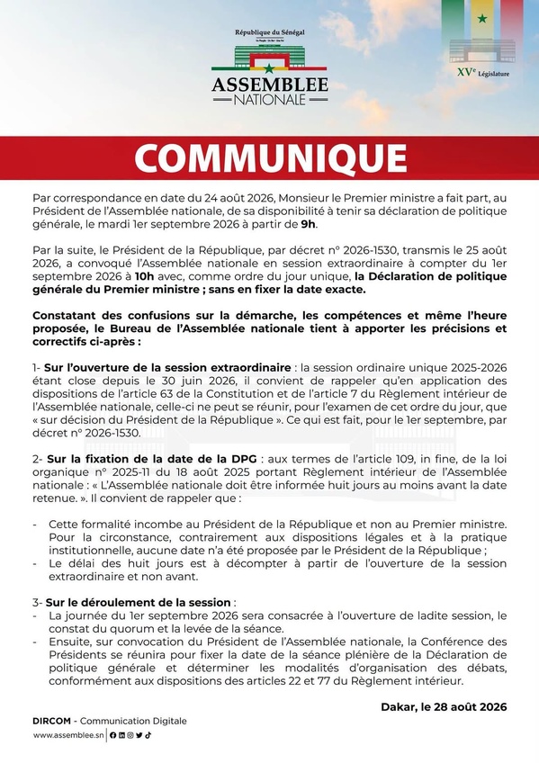 DPG: l'Assemblée nationale pointe un « couac procédural » et reprend la main sur le calendrier DPG: l'Assemblée nationale pointe un « couac procédural » et reprend la main sur le calendrier