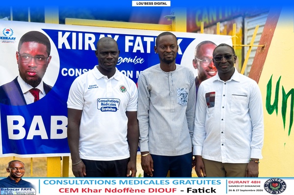 FATICK | SOLIDARITÉ SANITAIRE: Babacar Faye permet à 1 521 personnes de bénéficier de consultations gratuites FATICK | SOLIDARITÉ SANITAIRE: Babacar Faye permet à 1 521 personnes de bénéficier de consultations gratuites
