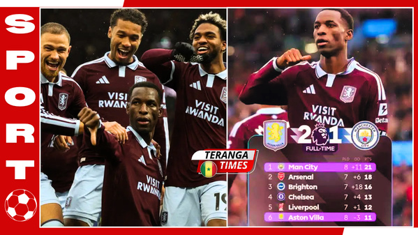 Angleterre: Aston Villa bat Manchester City 2-1 et met fin à son sans-faute Angleterre: Aston Villa bat Manchester City 2-1 et met fin à son sans-faute