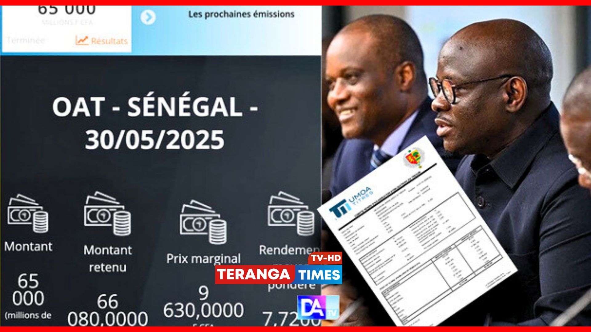 Marché UEMOA : Le Sénégal lève encore 66 milliards FCFA, quatre jours après un emprunt record
