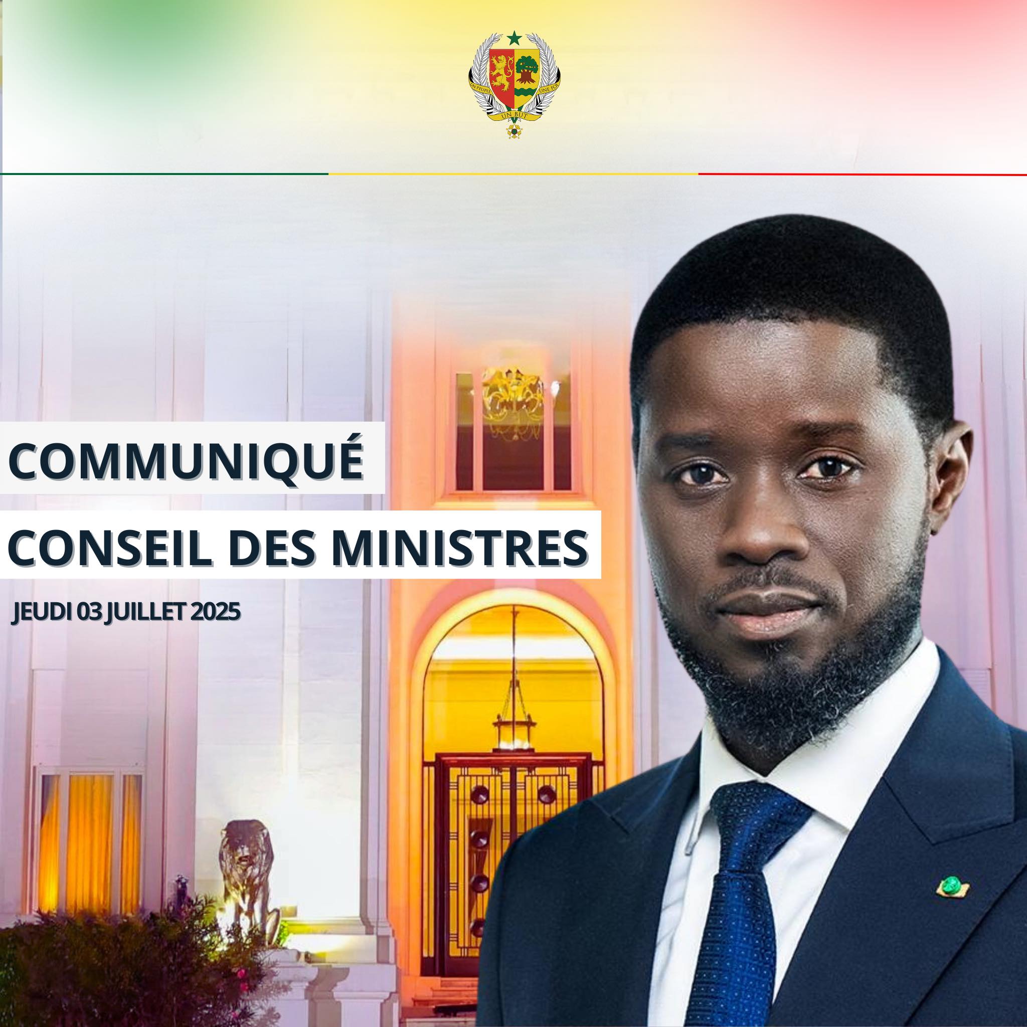 Conseil des ministres du jeudi 03 juillet 2025