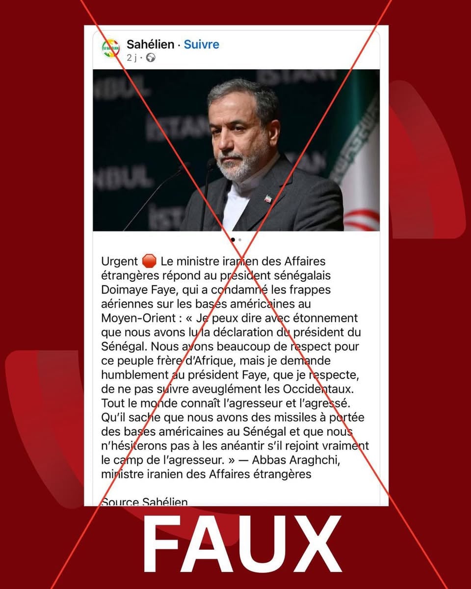 Diplomatie: Le Sénégal dément toute menace de l’Iran et met en garde contre les « Fake News »