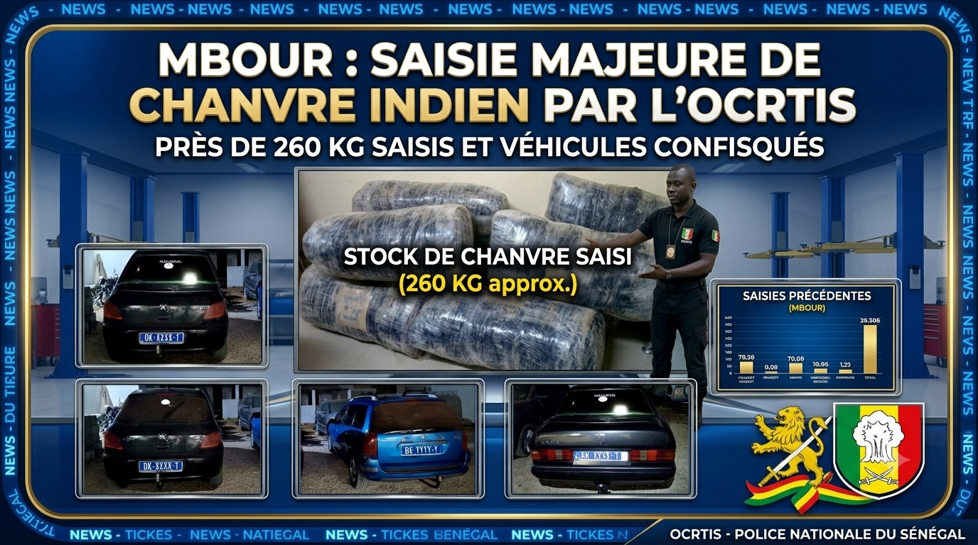 Mbour: L'OCRTIS frappe fort avec la saisie de 260 kg de chanvre indien