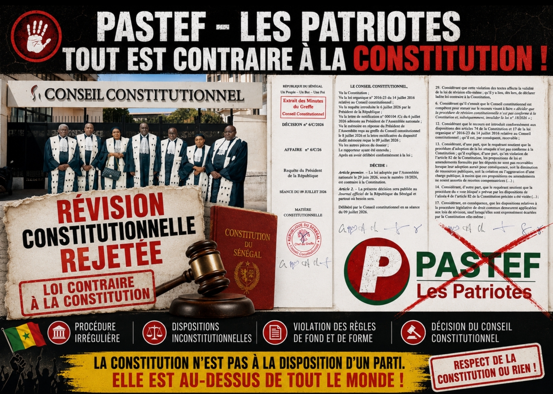 La Constitution triomphe des majorités: Une leçon de droit pour les institutions
