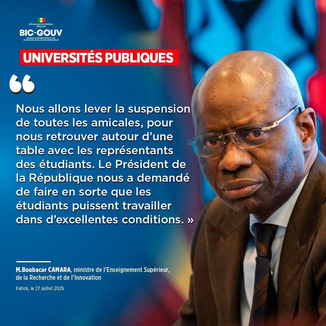 Universités publiques : le ministre Boubacar Camara annonce la levée prochaine de la suspension des amicales étudiantes