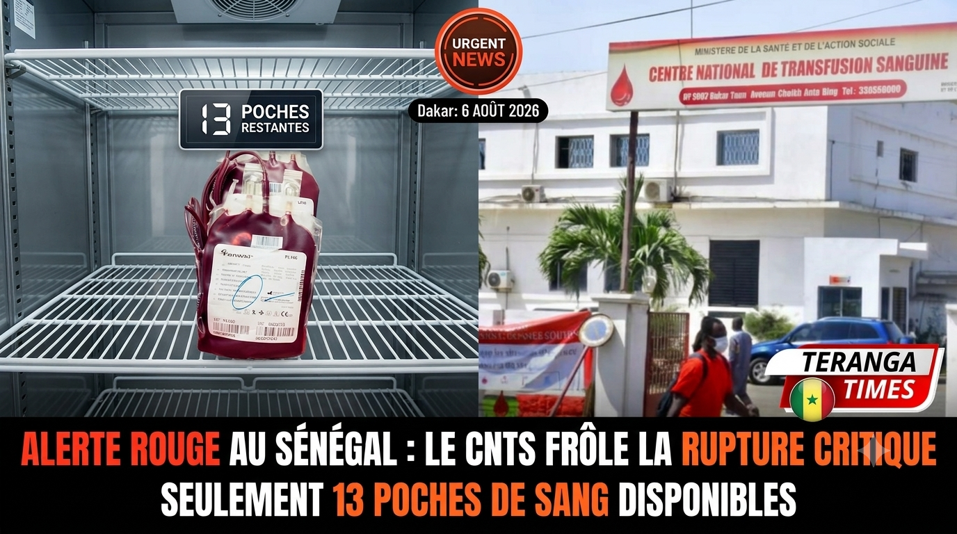 Alerte rouge au Sénégal : Le Centre national de transfusion sanguine (CNTS) frôle la rupture de stock critique avec seulement 13 poches disponibles
