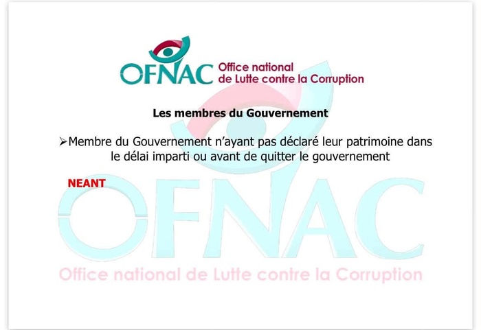 OFNAC: les listes provisoires des assujettis de la Présidence et de l’Assemblée nationale dévoilées