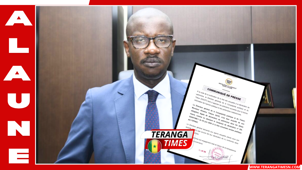 INSTITUTIONS & TRANSPARENCE : Amadou Tidiane Gaye, DG du Trésor, certifie s'être acquitté de sa déclaration de patrimoine !