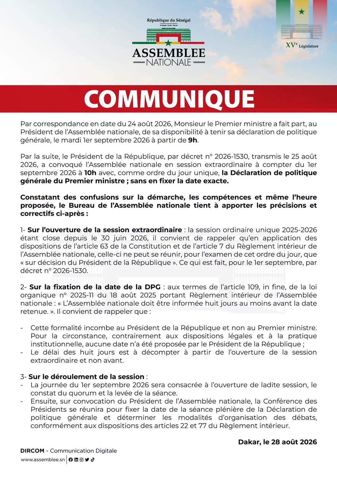 DPG: l'Assemblée nationale pointe un « couac procédural » et reprend la main sur le calendrier