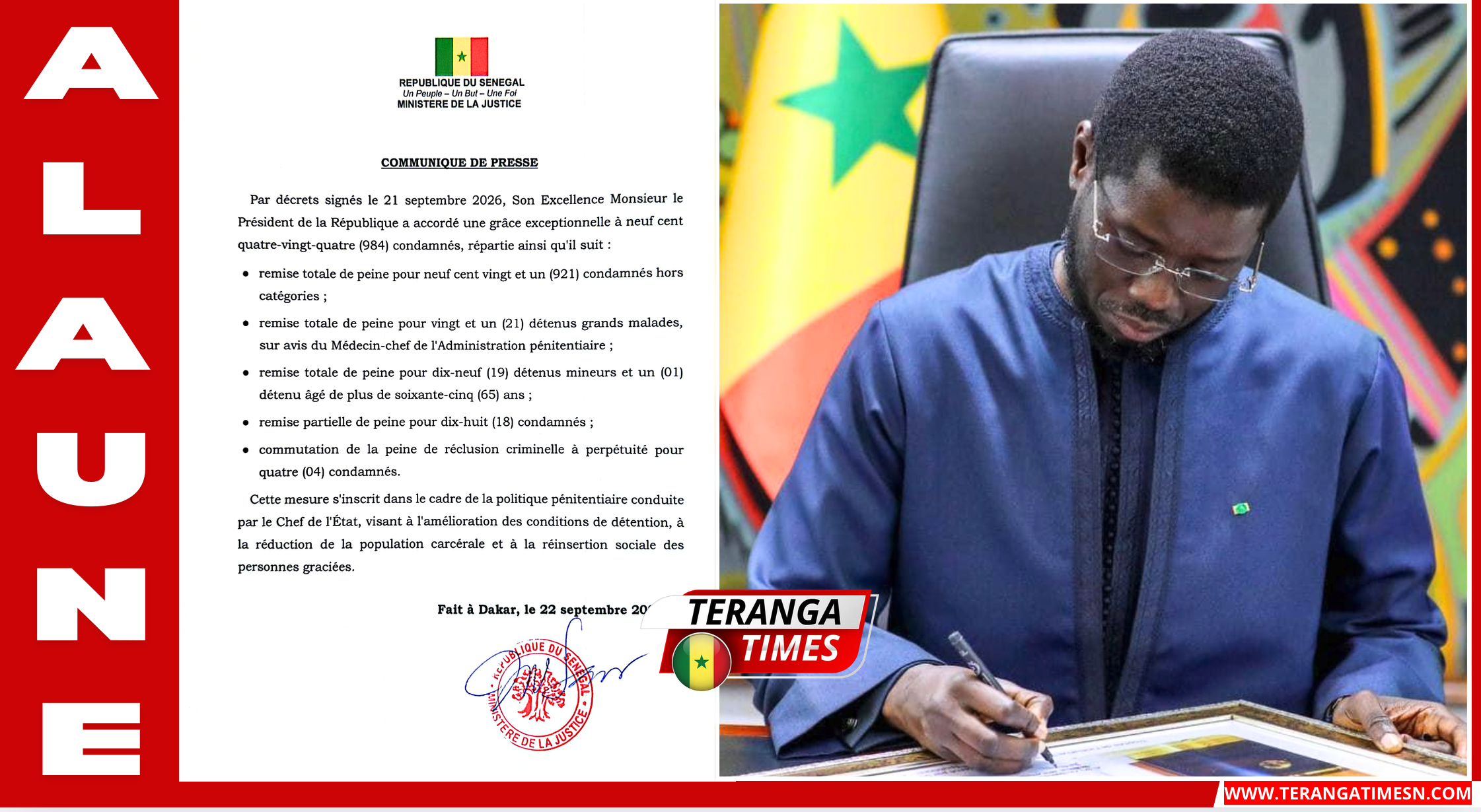 Humanisation des peines et désengorgement carcéral : Le Président Bassirou Diomaye Faye accorde la grâce à 984 condamnés