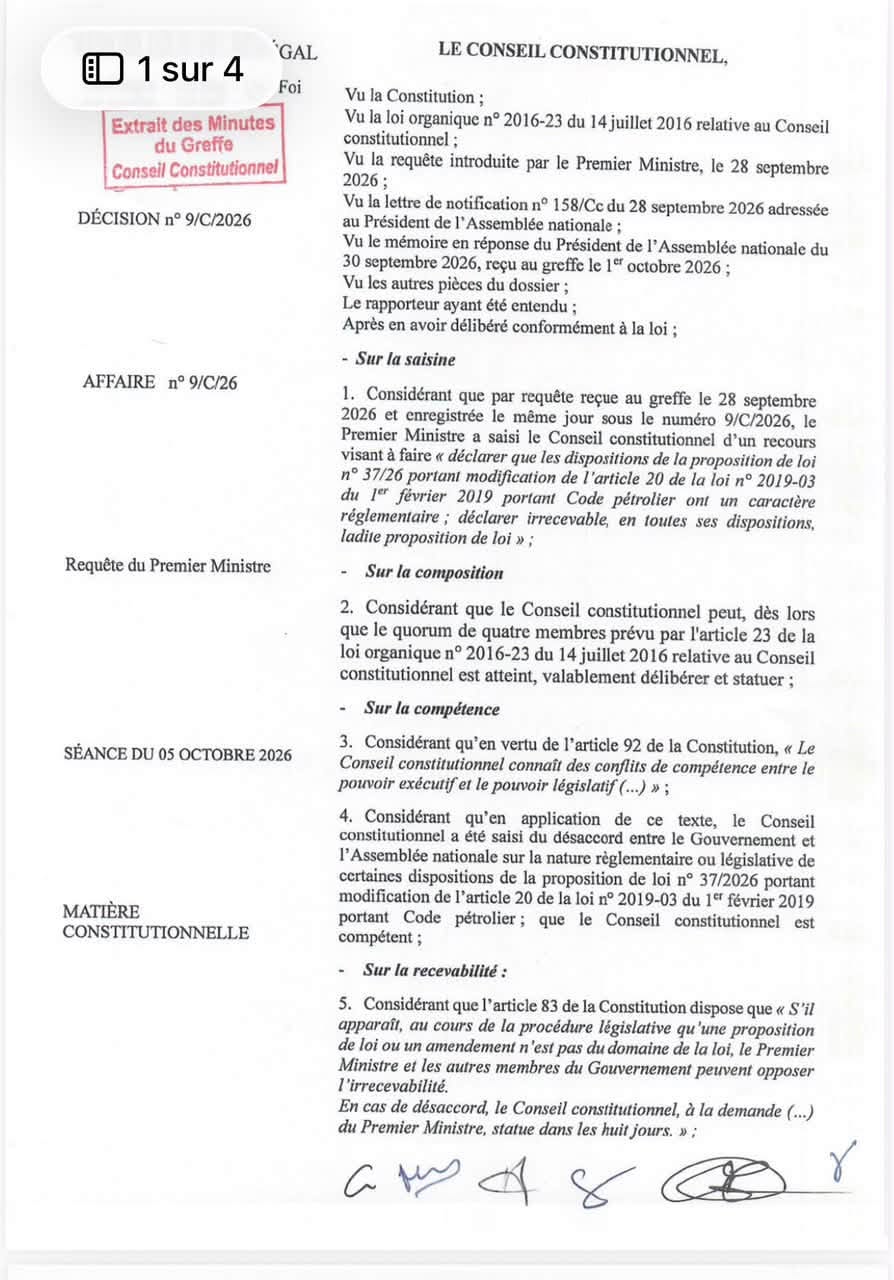Transparence sur les ressources naturelles: Abdourahmane Diouf appelle au respect des rôles institutionnels