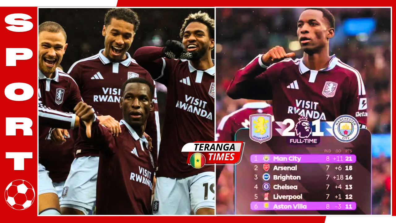 Angleterre: Aston Villa bat Manchester City 2-1 et met fin à son sans-faute