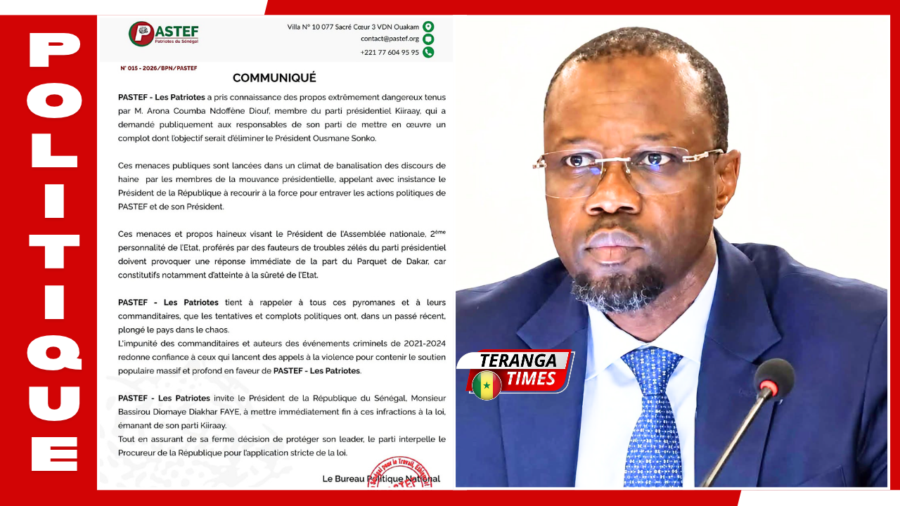 Menaces présumées contre Ousmane Sonko: le PASTEF appelle à une réaction du parquet de Dakar