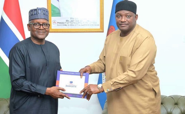 Coopération africaine : Le Président Adama Barrow reçoit le milliardaire Aliko Dangote à Banjul
