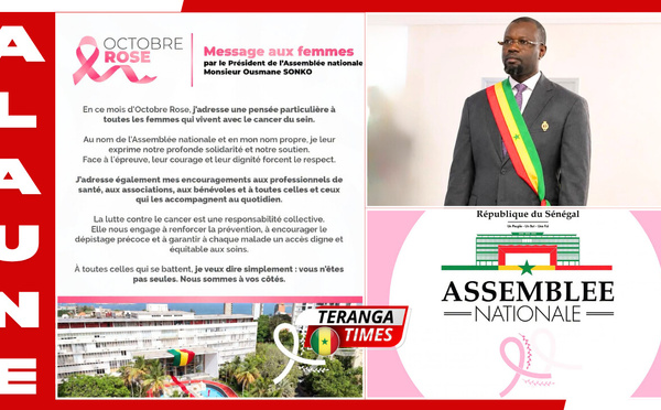 Octobre Rose : Ousmane Sonko exprime son soutien aux femmes touchées par le cancer du sein