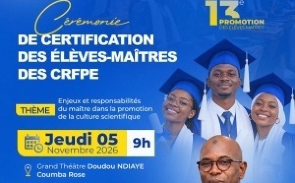 Éducation: Sortie de 4 500 nouveaux enseignants de la 13e promotion le 5 novembre