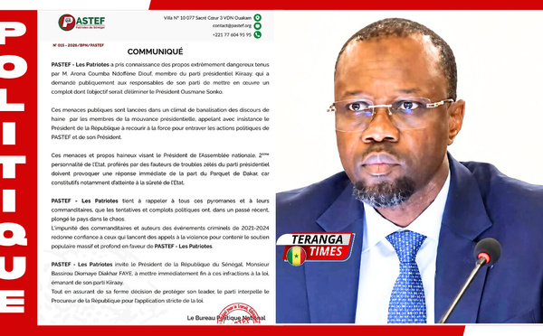 Menaces présumées contre Ousmane Sonko: le PASTEF appelle à une réaction du parquet de Dakar