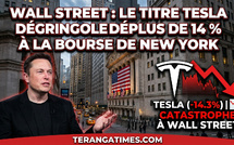 Wall Street : Le titre Tesla dégringole de plus de 14 % à la Bourse de New York